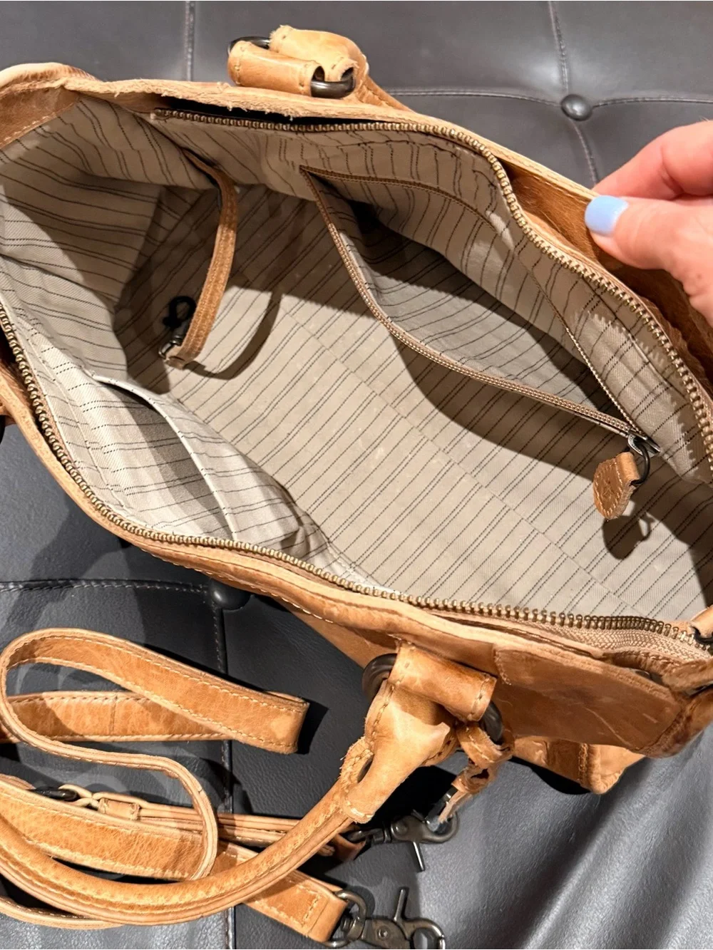FRYE/Melissa Satchel - Tan Leather Shoulder Bag